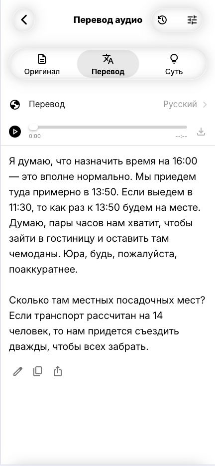 Экран результата перевода VocaLingo