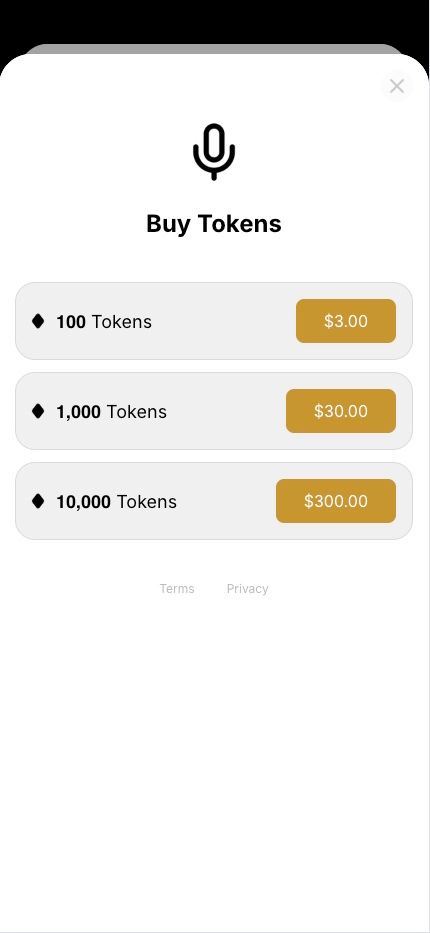 VocaLingo buy tokens screen